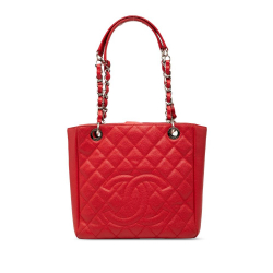 Chanel B Chanel Red Caviar Leather Leather Caviar Petite Shopping Tote Italy