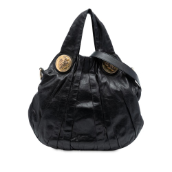 Gucci AB Gucci Black Calf Leather Medium Guccissima Hysteria Satchel Italy