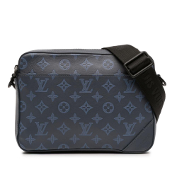 Louis Vuitton AB Louis Vuitton Blue Navy Calf Leather Monogram Shadow Duo Messenger France