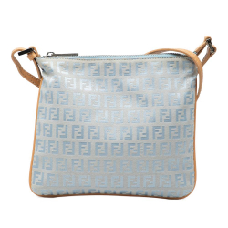 Fendi B Fendi Blue Light Blue Canvas Fabric Zucchino Crossbody Italy
