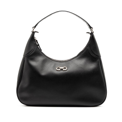 Ferragamo B Ferragamo Black Calf Leather Gancini Romana Hobo Bag Italy