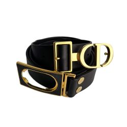 Christian Dior CD Leather Medium Belt 90 Black