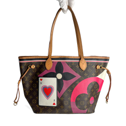 Louis Vuitton Neverfull MM Canvas Game On Shopper Shoulder Bag Brown