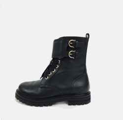 Ferragamo Black lace-up combat boots