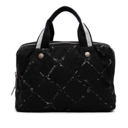 Chanel B Chanel Black Nylon Fabric Old Travel Line Handbag France