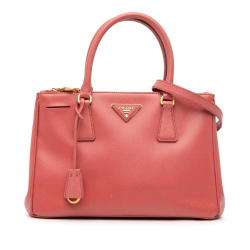 Prada B Prada Pink Blush Saffiano Leather Small Lux Galleria Double Zip Satchel Italy