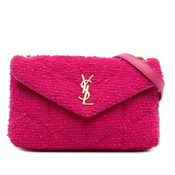 Saint Laurent B Saint Laurent Pink Tweed Fabric Toy Boucle LouLou Puffer Crossbody Italy