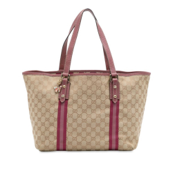 Gucci B Gucci Brown Beige Canvas Fabric Large GG Jolicoeur Tote Italy