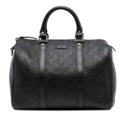 Gucci AB Gucci Black Calf Leather Medium Guccissima Joy Boston Bag Italy