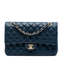 Chanel AB Chanel Blue Navy Caviar Leather Leather Medium Classic Caviar Double Flap France