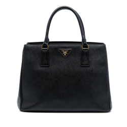 Prada AB Prada Black Saffiano Leather Medium Lux Galleria Satchel Italy