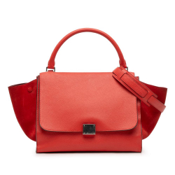 Celine AB Celine Red Calf Leather Medium Drummed skin and Suede Trapeze Satchel Italy