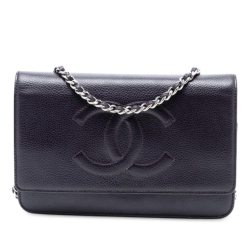 Chanel B Chanel Purple Plum Caviar Leather Leather CC Caviar Wallet On Chain Spain