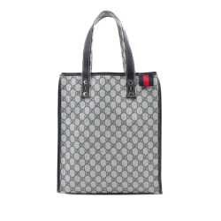Gucci AB Gucci Brown Beige Coated Canvas Fabric GG Supreme Web Tote Italy