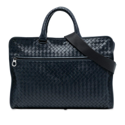 Bottega Veneta B Bottega Veneta Blue Navy Nappa Leather Leather Nappa Intrecciato Business Bag Italy