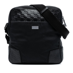 Gucci B Gucci Black Nylon Fabric Guccissima Trimmed Crossbody Italy
