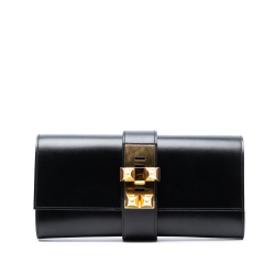 Hermès AB Hermès Black Calf Leather Tadelakt Medor Clutch 23 France