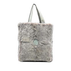 Chanel AB Chanel Gray Fur Natural Material CC Lapin Tote France
