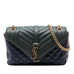 Saint Laurent Blue Medium Tricolor Sheepskin Triquilt Monogram College Bag Italy