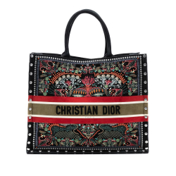 Christian Dior B Dior Black Velvet Fabric Large Studded Embroidered Heart Lights Book Tote Italy
