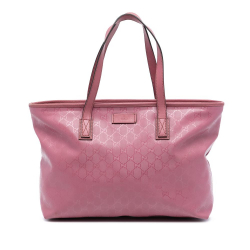 Gucci B Gucci Pink Coated Canvas Fabric Medium GG Imprime Tote Italy