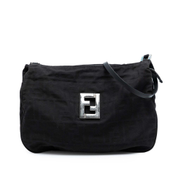 Fendi B Fendi Black Canvas Fabric Zucca Shoulder Bag Italy