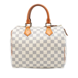 Louis Vuitton B Louis Vuitton White Damier Canvas Fabric Damier Azur Speedy 25 United States