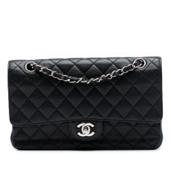 Chanel AB Chanel Black Caviar Leather Leather Medium Classic Caviar Double Flap France