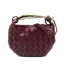 Bottega Veneta Red Bordeaux Lambskin Leather Leather Baby Lambskin Intrecciato Sardine Satchel Italy