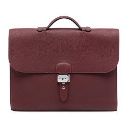Hermès AB Hermès Red Dark Red Calf Leather Togo Sac A Depeches 38 France