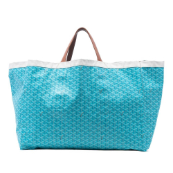 Goyard AB Goyard Blue Turquoise Coated Canvas Fabric Goyardine Reversible Belharra Tote France