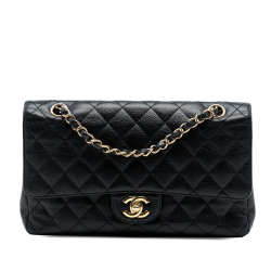 Chanel AB Chanel Black Caviar Leather Leather Medium Classic Caviar Double Flap France