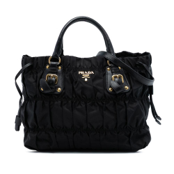 Prada AB Prada Black Nylon Fabric Tessuto Gaufre Satchel Italy