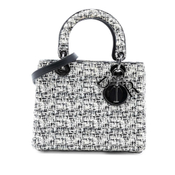 Christian Dior AB Dior White Tweed Fabric Medium Lady Dior Italy