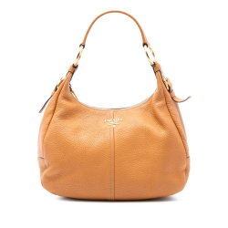 Prada B Prada Brown Caramel Calf Leather Vitello Daino Hobo Bag Italy