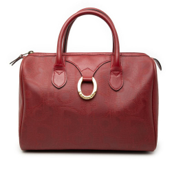 Christian Dior B Dior Red Coated Canvas Fabric Diorissimo Trotter Boston Bag France