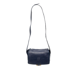 Loewe B LOEWE Blue Navy Calf Leather Anagram Flap Crossbody Spain