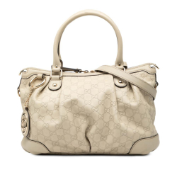 Gucci B Gucci Brown Light Beige Calf Leather Guccissima Sukey Satchel Italy