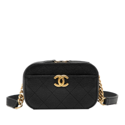 Chanel AB Chanel Black Caviar Leather Leather CC Stitched Caviar Chic Affinity Belt Bag France