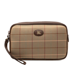 Burberry B Burberry Brown Light Brown Canvas Fabric Vintage Check Clutch United Kingdom