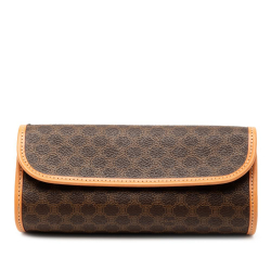 Celine B Celine Brown Coated Canvas Fabric Macadam Clutch Italy