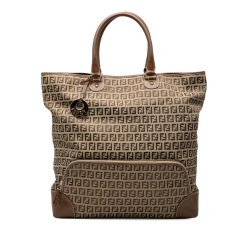 Fendi B Fendi Brown Light Brown Canvas Fabric Zucchino Chef Shopping Tote Italy