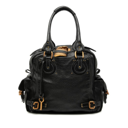Chloé B Chloé Black Calf Leather Large Grained Paddington Handbag Italy