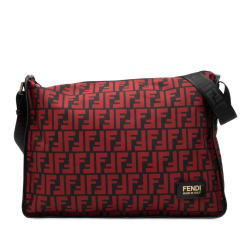 Fendi B Fendi Red Nylon Fabric Zucca Crossbody Italy