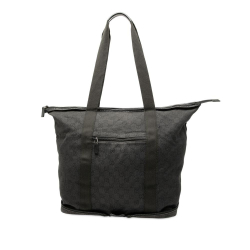 Gucci B Gucci Gray Dark Gray Denim Fabric GG Tote Italy