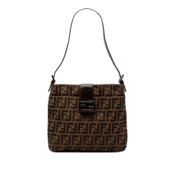 Fendi B Fendi Brown Canvas Fabric Zucca Shoulder Bag Italy