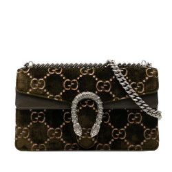 Gucci AB Gucci Green Olive Green Velvet Fabric Medium GG Dionysus Crossbody Italy