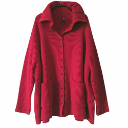 Rundholz Cardigan rouge profond 100% laine vierge TU