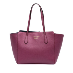 Gucci B Gucci Purple Magenta Calf Leather Medium Swing Tote Italy