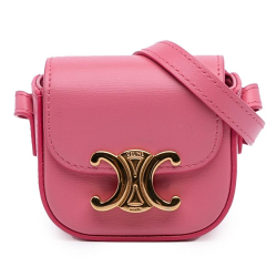 Celine B Celine Pink Calf Leather Mini Shiny skin Triomphe Crossbody Italy